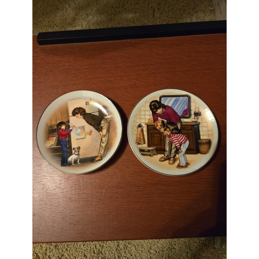 Avon Special Memories Tom Newsom Collector Plates 1985 1986 Mothers Day Set of 2